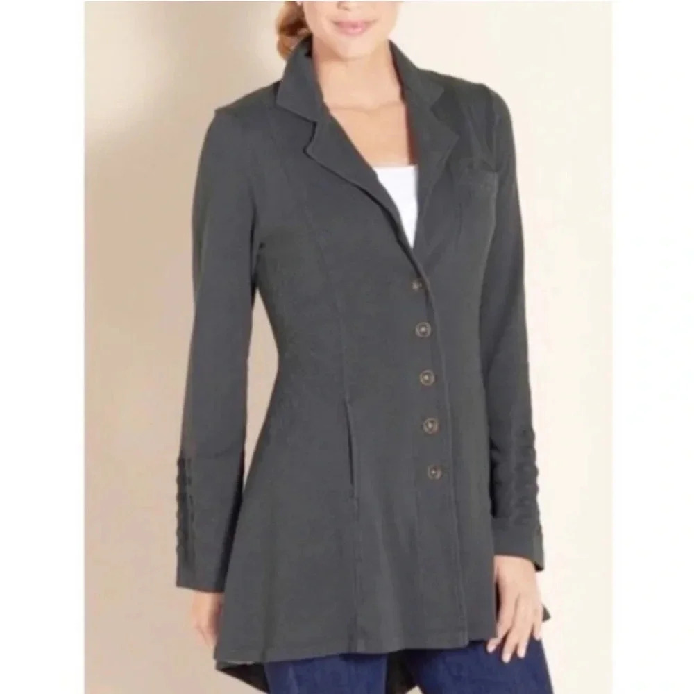 EUC Soft Surroundings Tallulah  100% cotton gray jacket. Size Medium.